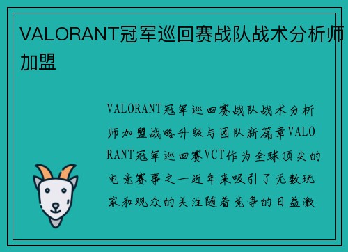 VALORANT冠军巡回赛战队战术分析师加盟